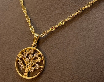 Dainty 14k Solid Gold Tree of life Necklace, Gold Tree Necklace, Custom Tree of life necklace, Personalized Gold Tree Of Life Necklace