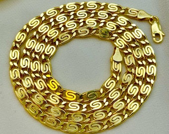 14k Gold Flat ANCHOR CHAIN Necklace, 4mm, Mariner chain, Real Gold chain, 14k Gold Mariner necklace, For Her, For him, Birthday  Gift .