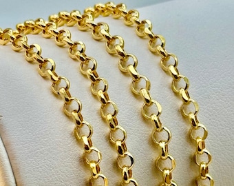 18k Gold Rolo Chain,3mm,18k gold rolo Necklace ,For Her ,For Him ,Birthday Gift ,Anniversary Gift ,Christmas Gift, Every day necklace .