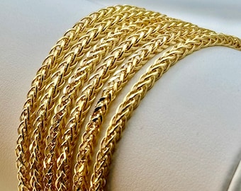 18k Solid Real Gold Franco, Foxtail  Necklace,2.6 mm, Franco chain, Gold Franco chain, Foxtail chain , Birthday Gift , Anniversary Gift.