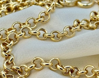 18k Real Gold Rolo Chain, 5mm, 18k Gold Rolo Chain, Gold Rolo chain, rolo chain, rolo chain necklace, Birthday Gift, Anniversary Gift .