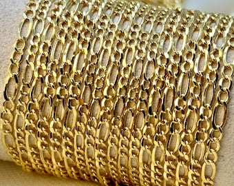 18k Gold Figaro Necklace 1.5MM , Figaro real Gold chain, 18k Real gold Figaro chain ,For Her ,For Him , Birthday Gift, Christmas gift