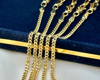 18k GOLD Curb Link Chain Necklace, Bracelet, 2MM, Real Gold Curb Chain, Ladies Gold Chain, 18k Gold Chain, For Him, For Her, 18k Cuban Curb.