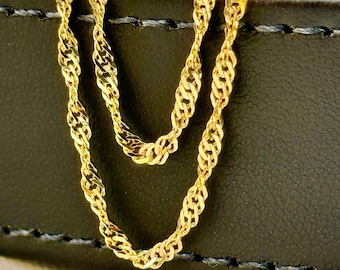 14k Solid Gold Singapore chain 2mm, Diamond cut, 19.5",18", Gold Singapore chain, twisted Chain, For Her, Birthday Gift, Gift .