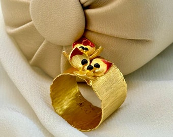18k Solid Gold  Ring with Flower , For Her, Birthday Gift , Anniversary Gift , For Mum , Unique Colorful Ring , Handmade Ring with Flower .