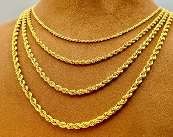 18k Yellow Gold Rope Chain Necklace, Vintage, Stamped 18k Clasp, 18 IN Length Long 18k Gold Chain, Barrel Clasp W/ Safety, Fine Gold Chains - Etsy 18k Yellow Gold Rope Chain Necklace, Vintage, Stamped 18k Clasp, 18 IN Length Long 18k Gold Chain, Barrel Clasp W/ Safety, Fine Gold Chains - Etsy