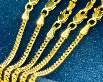 18k GOLD Curb  Link Chain Necklace ,2MM ,1.5MM ,Real Gold Chain, Ladies Gold Chain, 18k Gold Curb Chain, For Him ,For Her, Birthday Gift.
