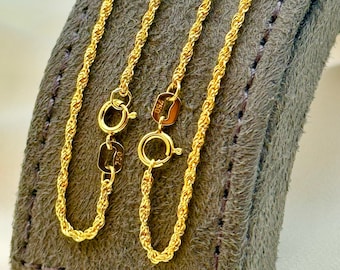 18k Gold Rope Chain Necklace  ,1.5 mm,18k Gold Rope chain , Gold rope,18k rope chain,18k rope chain necklace, 18k rope, Birthday Gift .