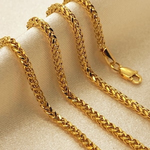 18k Solid Gold Fuchsschwanz Kette 2,2 mm, Fuchsschwanz Kette, Franco-Halskette, Franco-Kette, Trending Goldkette Halskette, Goldkette, alltägliche Kette.