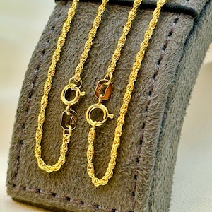 18k Gold Rope Chain Necklace, 1.5 mm, 18k Gold Rope chain, Gold rope, 18k rope chain, 18k rope chain necklace, 18k rope, Birthday Gift .