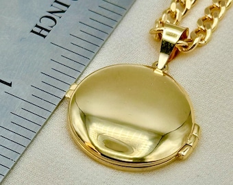 Collar con medallón de oro de 14k: colgante redondo, cadena tipo curb de 61 cm (24").