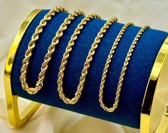 18K Real Gold Rope Chain Bracelet - Yellow 18K Rope Bracelet ,  Twisted  Bracelet for Men & Women - Pure 18k Gold- 7.5"  - Birthday Gift!