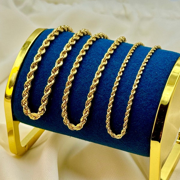 18K Real Gold Rope Chain Bracelet - Yellow 18K Rope Bracelet ,  Twisted  Bracelet for Men & Women - Pure 18k Gold- 7.5"  - Birthday Gift!