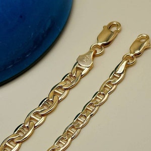 14k Gold Flat Mariner/Anchor bracelets in 2 sizes.REAL GOLD 14k/585 Certified/birthday Gift /anniversary gift, For Her, For Him.