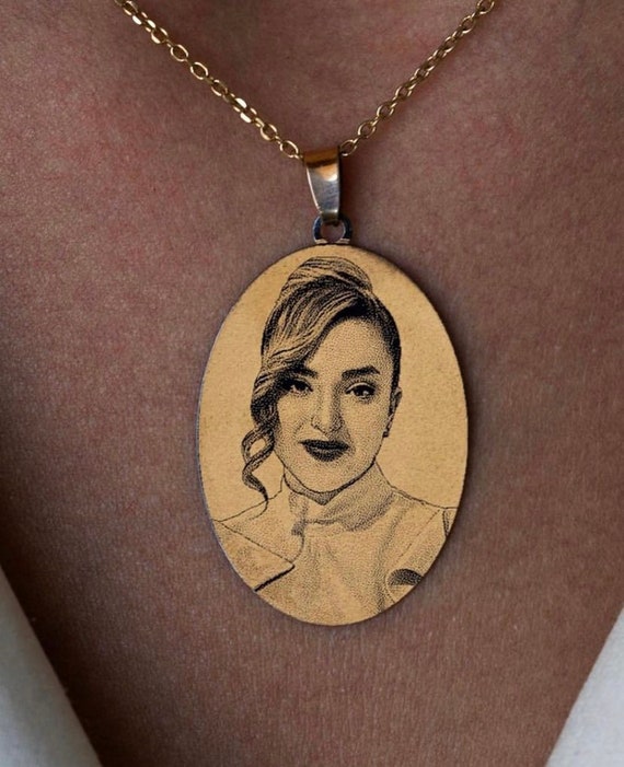 14K 18k Yellow Gold Custom Photo Pendant Memory Pendant