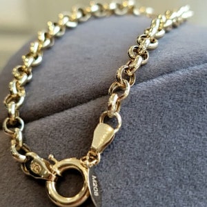 18K Real Gold Rolo Chain Bracelet - High Polished 18K Yellow Rolo Bracelet for Her - Pure 18k Gold- Birthday Gift!,  Valentine's Day gifts .
