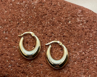 14k Gold Hoop Earring, Fat Hoop earring, Gold hoop Earring, gift earring , for her