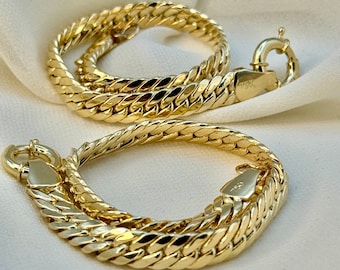 18K Gold Curb Bracelet,6.5MM ,Cuban Chain Bracelet-18K Curb Link Bracelet for Men & Women- Real 18k Gold- 7.5"Length - Birthday Gift.