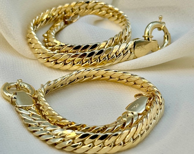 Featured listing image: 18K Gold Curb Bracelet,6.5MM ,Cuban Chain Bracelet-18K Curb Link Bracelet for Men & Women- Real 18k Gold- 7.5"Length - Birthday Gift.