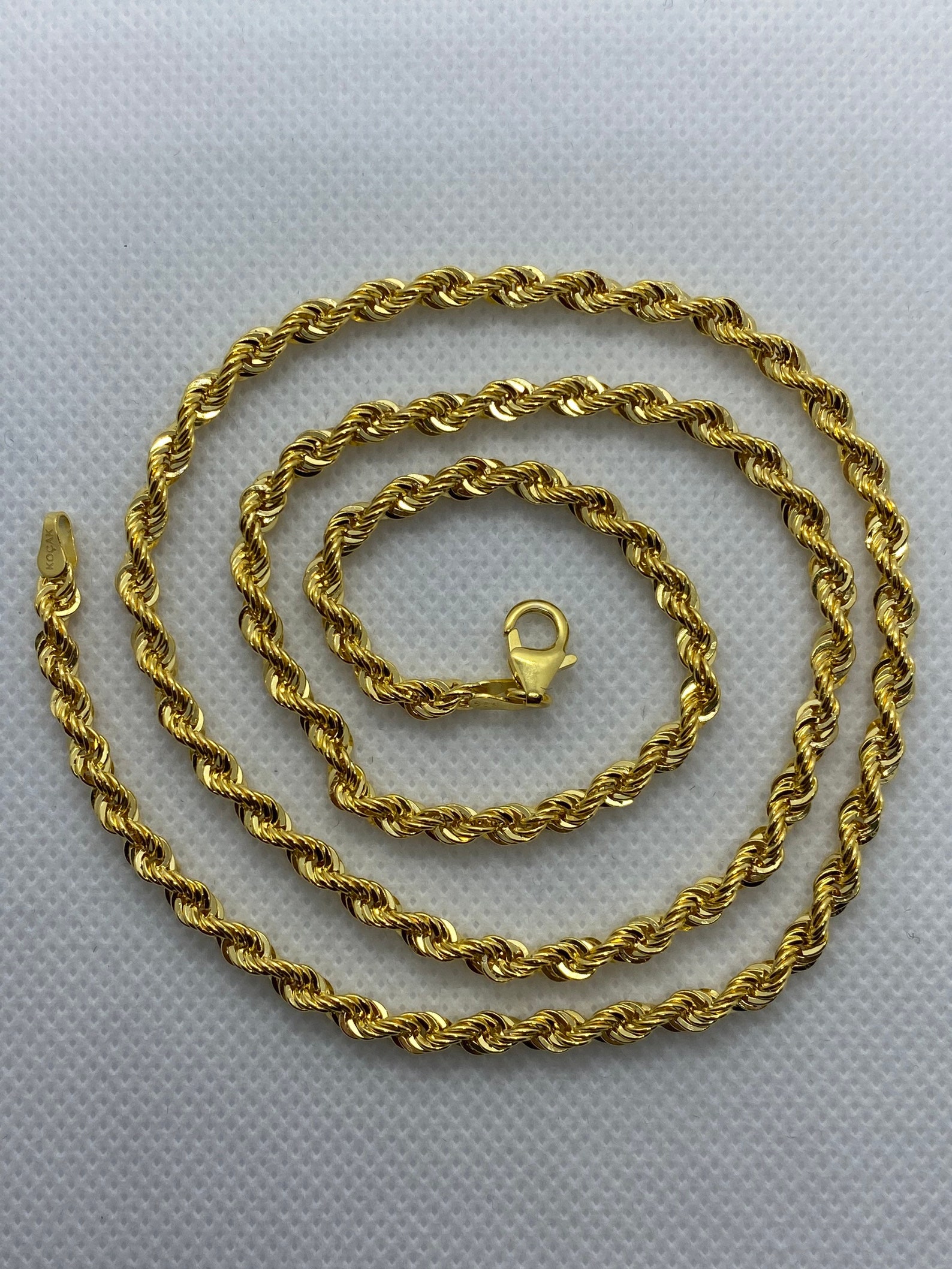14k solid Gold Rope Necklace 4mm Etsy