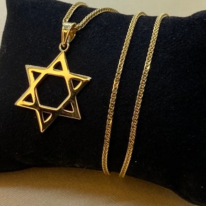 14k solid Gold Magen David with foxtail chain 1.5mm , 23.5 , jewish jewelry , Hanukkah Gift image 2