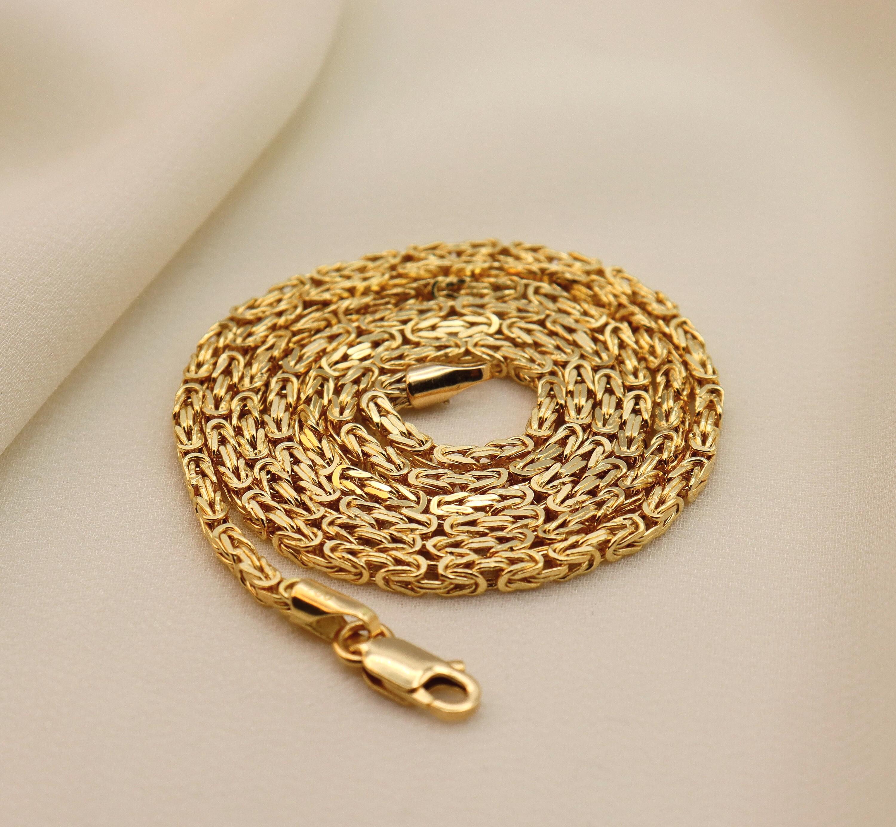 Handmade 18K Real Gold Byzantine Chain Necklace or Bracelet : 3mm