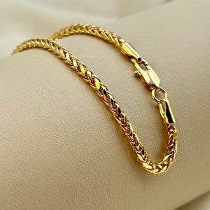 18k Real Gold Round  Franco Chain Diamond Cut, 7.5 ",3 mm width, For Him, For Her, Birthday Gift, Franco bracelet, Unique Bracelet, For mum.