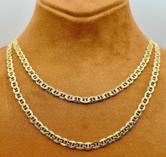 14k Gold Anchor Chain Necklace: Mariner Style, 5mm or 6mm - Etsy