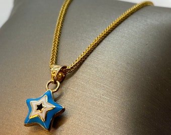 18k Gold Star of Bethlehem Necklace 19.5",1.5mm , 18k Star of Bethlehem Pendant with foxtail necklace ,For Her ,Gift For Her, Christmas Gift