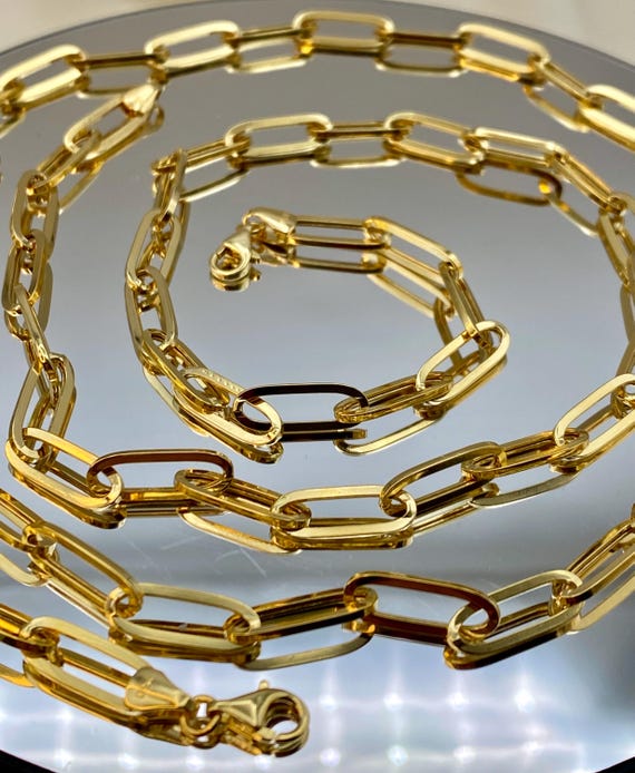 18k Gold Paperclip Chain Necklace - 5MM Oval Link - Etsy