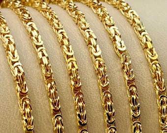 18K Gold Byzantine Chain Necklace or Bracelet: Unisex Gift