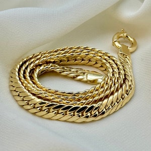 18k Gold Flachpanzerkette: Kubanische Choker Halskette, 5,5 mm