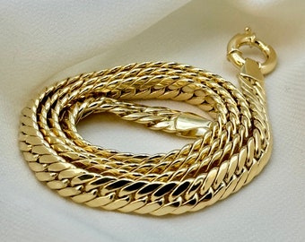 18k GOLD Curb Chain , Cuban Choker Chain Necklace 18",5.5  MM, Real Gold, Real  Gold Chain, 18k Gold Chain, Gift ,anniversary Gift.