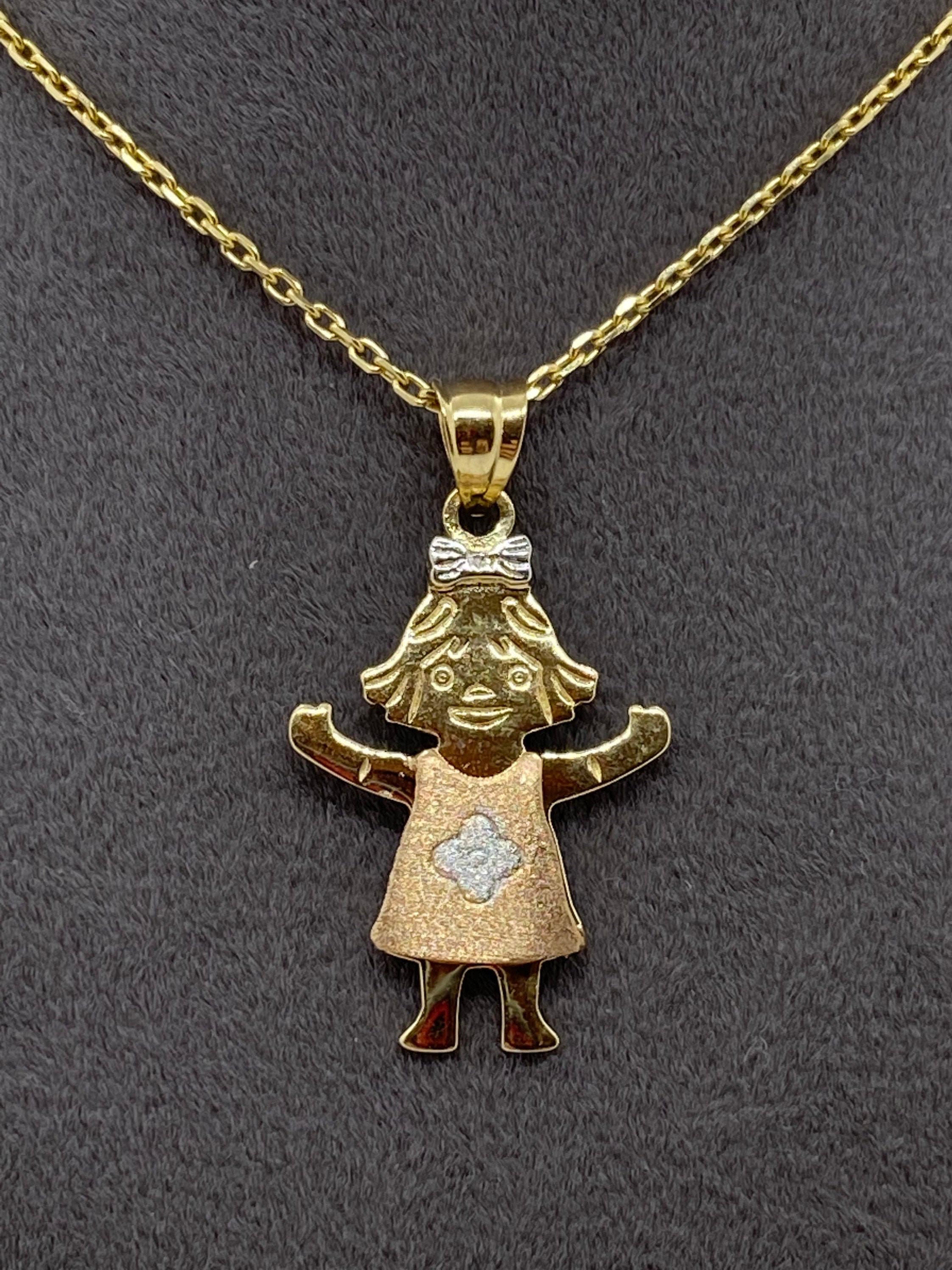 14k Solid Gold Little Girl Necklace 19.5 Inches 1mm | Etsy