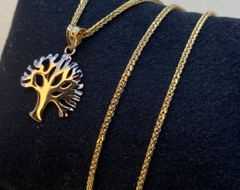 14k solid Gold Tree of life necklace Diamond Cut ,14k solid gold tree of life necklace 19.5 inches ,1.5 mm , gift