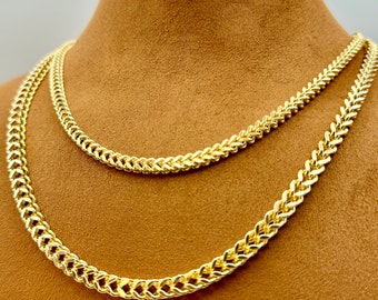 14k Gold Franco Diamon cut chain, Gold Franco chain, 14k trending Gold chain, 14k real Gold, for Him, for her ,Birthday gift, Unique chain.