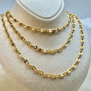 18k solid Gold ANCHOR CHAIN Necklace 20&quot; ,  3.5mm ,Mariner chain Active, 18k Real Gold chain, 18k Gold Mariner necklace ,gift necklace