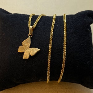 18k solid  Gold Butterfly Necklace -  Solid Gold Diamond cut Butterfly Necklace - Birthday Gift - Gift For Her - Anniversary Gift