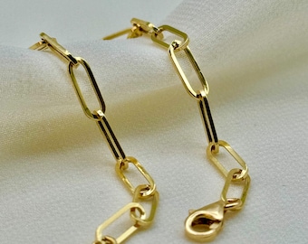 18k Gold Paperclip Bracelet, Medium Link, 18k Gold Oval link  ,for  Women, for Girlfriend, for Mom, Birthday Gift ,Anniversary Gift .