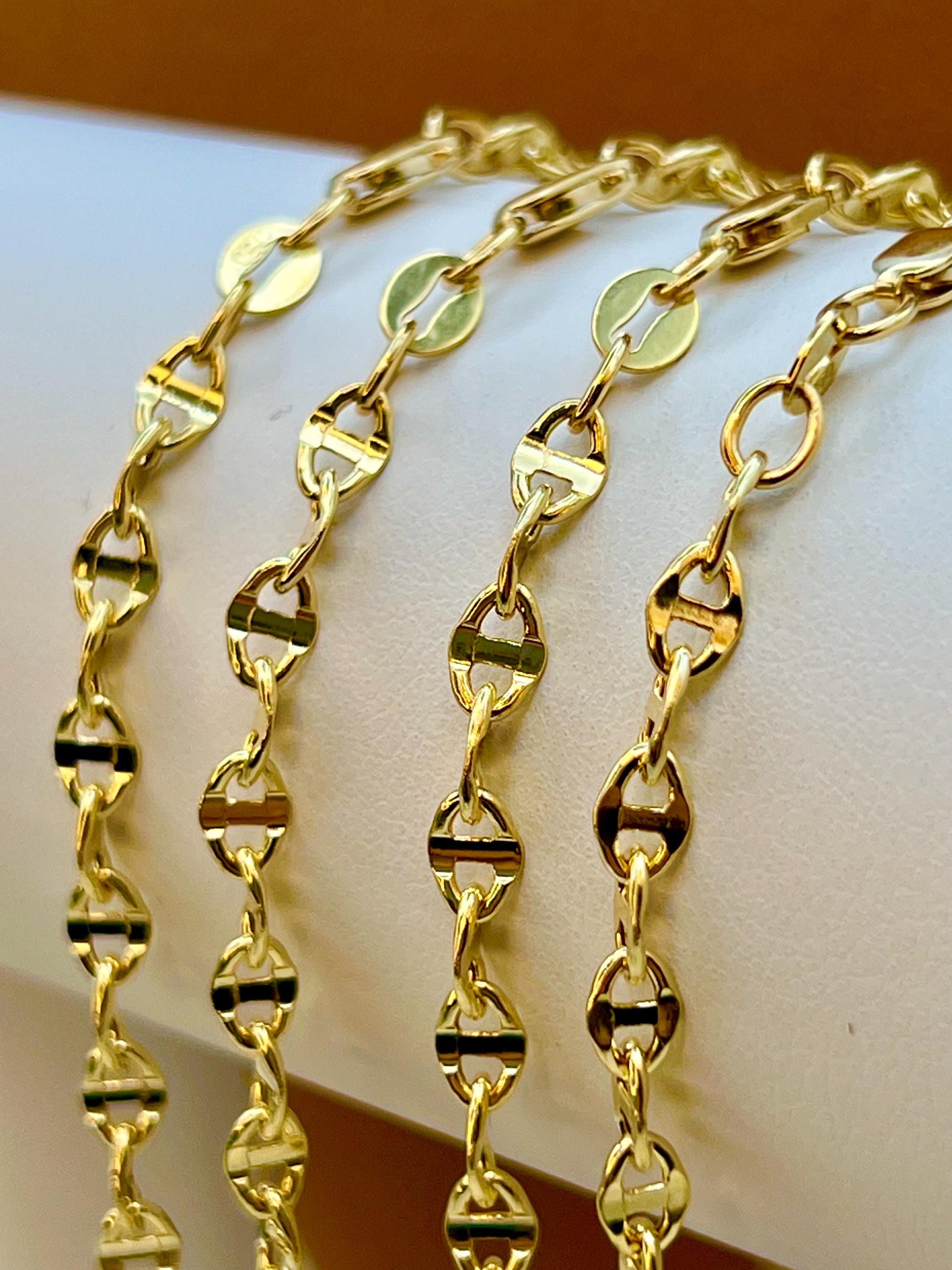 18k Gold Anchor Chain Necklace, 3.7mm Mariner Style - Etsy