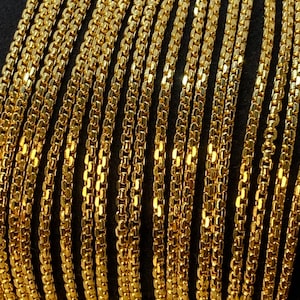 18K Solid Yellow Gold Box Chain Necklace, 20,22,24 inches , Real Gold Chain, Box Link Chain, Box Chain Gold, Women Men