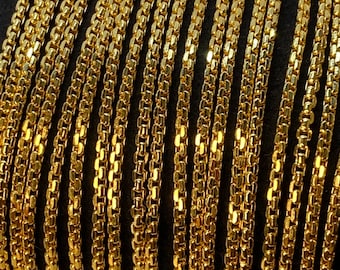 18K Solid Yellow Gold Box Chain Necklace, 20, 22, 24 inches, Real Gold Chain, Box Link Chain, Box Chain Gold, Women, Men.