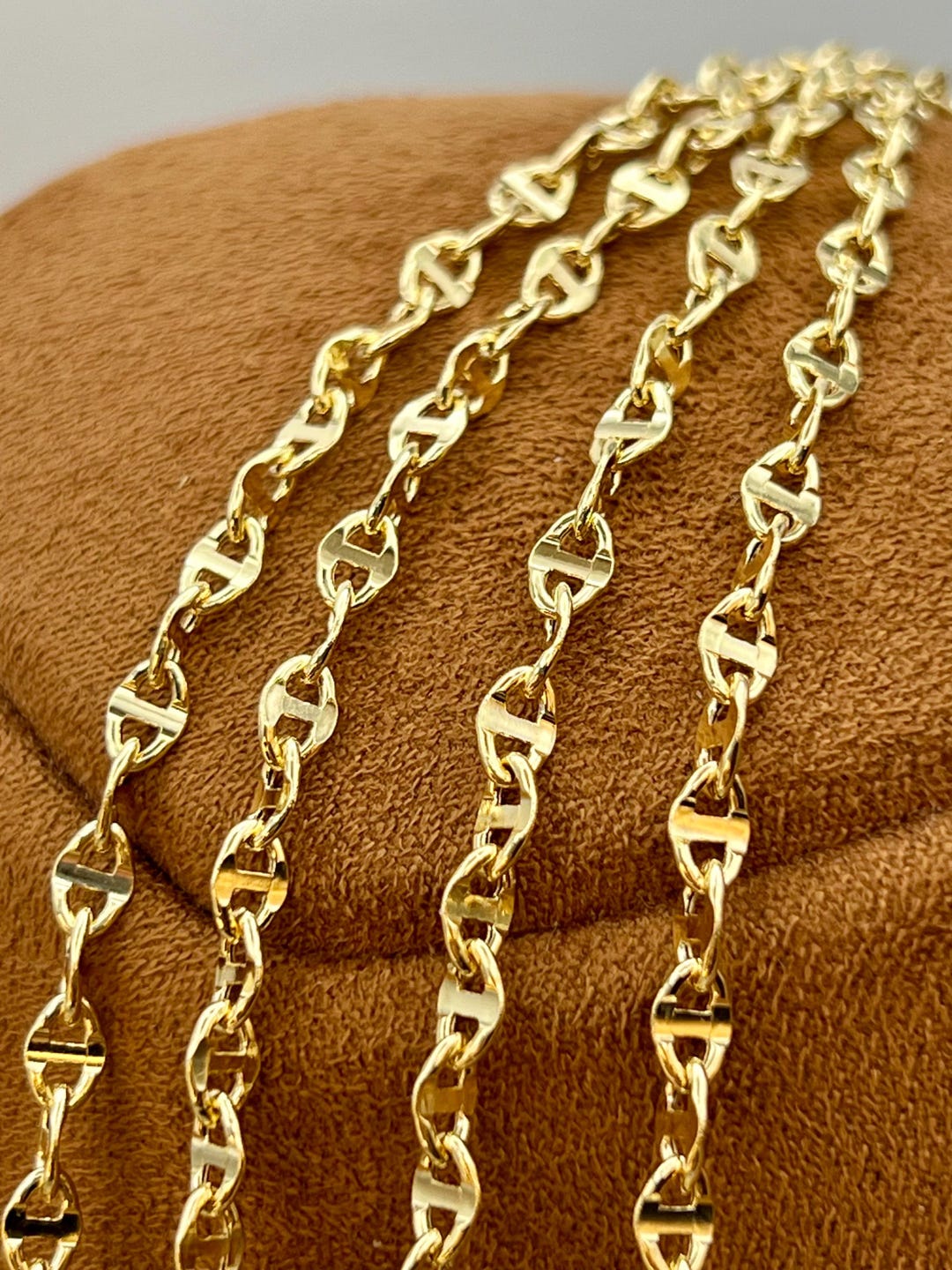 18k Real Gold Anchor Chain Necklace: Mariner Style - Etsy