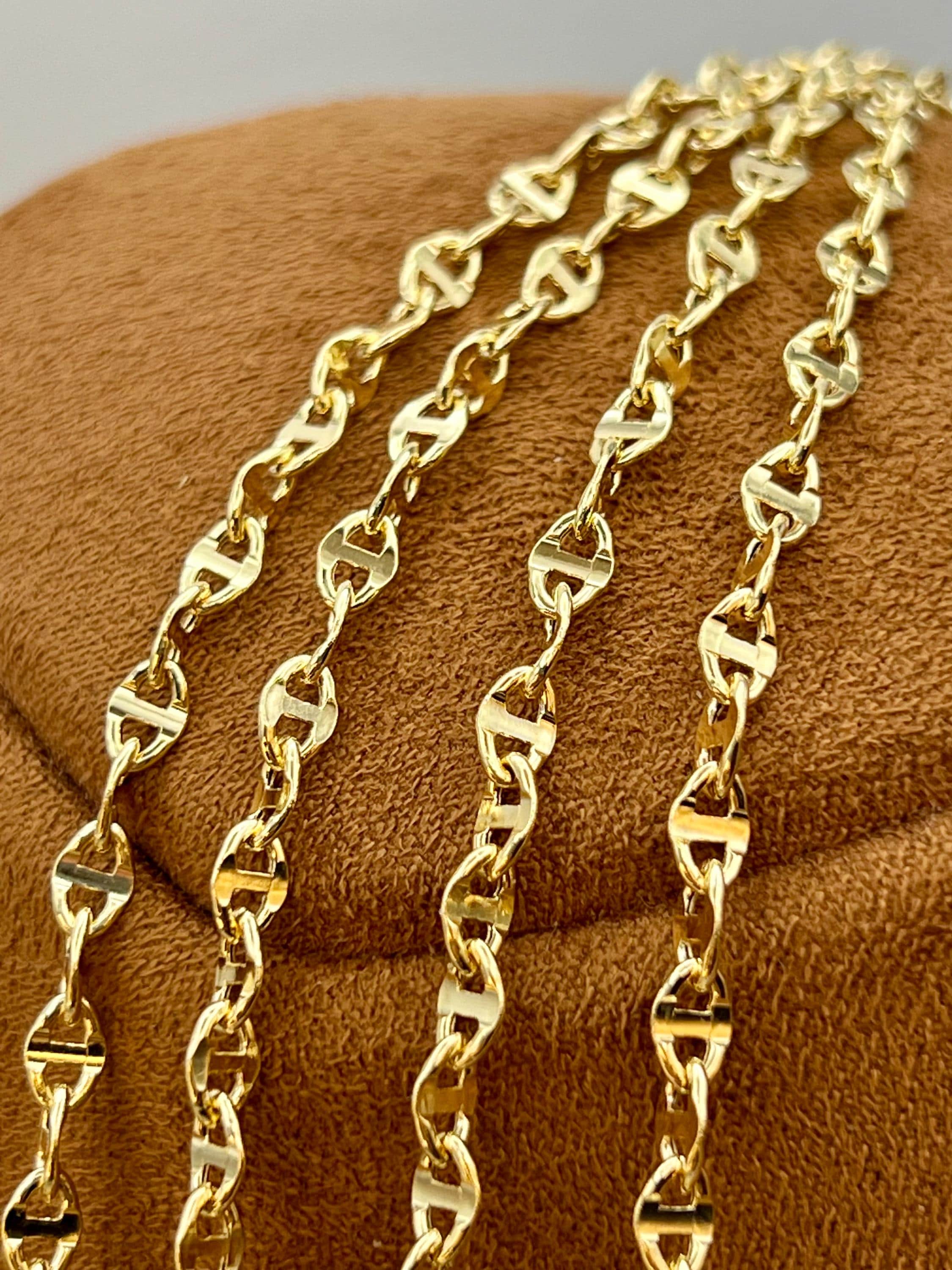 18k Real Gold Anchor Chain Necklace: Mariner Style - Etsy