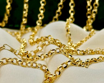 14k Real Gold Rolo chain, 14k gold rolo chain, 4mm, 14k Rolo chain ,For Her ,For Him, Birthday Gift, Anniversary Gif, Christmas Gift.