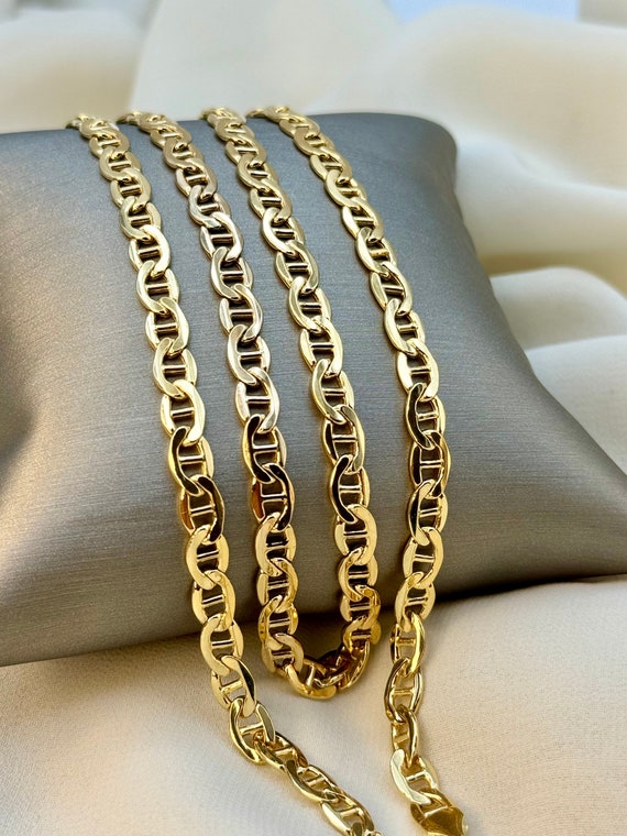 14k Gold ANCHOR CHAIN Necklace 5mm 6mm mariner Chain Active
