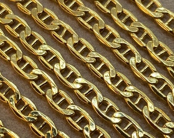 18k Gold flat ANCHOR CHAIN Necklace ,2.5mm ,Mariner chain , 18k Real Gold chain, 18k Gold Mariner necklace ,For Her ,For him, Christmas gift
