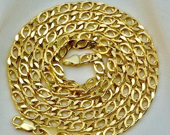 14K Gold Tiger eye Cable Necklace 23.5",21.5",19.5", 14K Gold Nona Double curb Link Chain Necklace for Men & Women, New Design, Gift .
