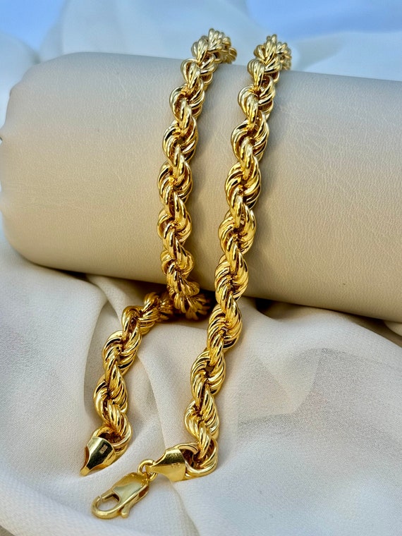 JewelryAffairs Collana Oro Giallo 14k – Catena A Maglia Corda Taglio Diamante, Spessore 3,5 Mm