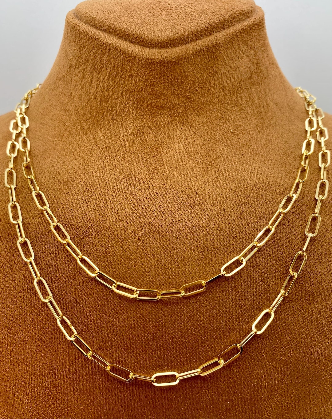 アクセサリー 18k Saudi Gold Paper Clip Necklace 18k Gold Paperclip Chain Necklace or Bracelet, 3.8mm Oval Link. - Etsy